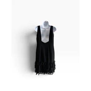 Vintage 90s Maggy L London Cocktail Dress 6 Black Ruffle Hem LBD‎ Party Prom thumbnail 2