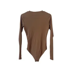 Madewell Ribbed Crewneck Full-Coverage Bodysuit Brown Size S thumbnail 5