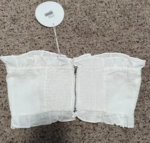 Princess Polly White Zip Crop Top thumbnail 2