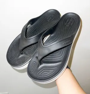 CROCS Women’s Platform Crocband Black and White Casual Flip Flop Sandals thumbnail 1