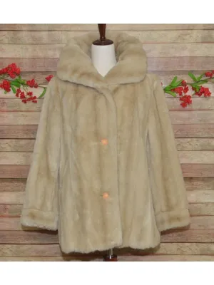 Vintage Dubrowsky & Joseph Faux Fur Coat Size 14 Cream Beige Plush Mod Jacket thumbnail 5