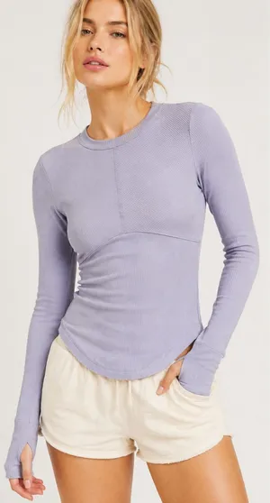 FP Movement by Free People Light blue Ribbed Long-Sleeve‎ Top med thumbnail 1