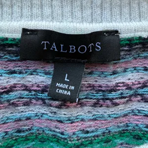 Talbots Multicolor Fair Isle Wool Nylon Lamb Wool Stripe Crew Sweater L thumbnail 6
