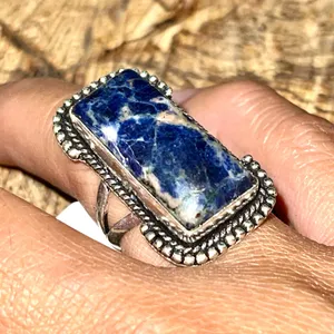 Navy Sodalite Ring Size 6 3/4 Blue thumbnail 4