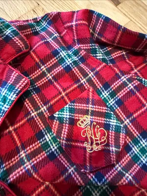 Lauren Ralph Lauren Tartan Plaid Fleece Pajama Set Sz L thumbnail 6