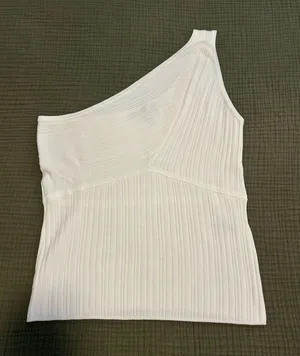 Banana Republic White One-shoulder Ribbed Tank thumbnail 1