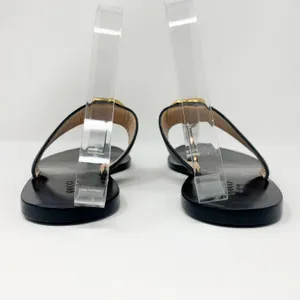 Gucci Marmont GG Black Leather Thong Sandals Gold Logo EU 38.5 thumbnail 5