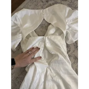 Lulus Elegant Confidence White Satin Flutter Sleeve Cutout Maxi Dress Size XS thumbnail 11