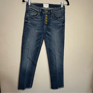 McGuire Gainsbourg Exposed Button Fly Raw‎ Gem Crop Denim Jeans thumbnail 3