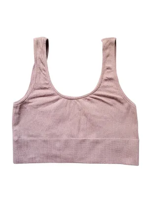 SKIMS Stretch Rib Scoop Neck Bralette Ribbed Wireless Mauve Pink S/M thumbnail 5