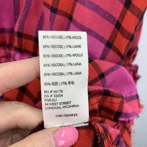 Anthro‎ We The Free People Size XS Shirt Pacific Dawn Red Pink Plaid Ruched NEW thumbnail 10