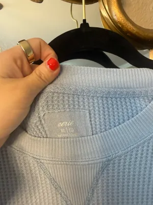 Aerie Women’s Baby Blue Waffle Knit Crew thumbnail 2