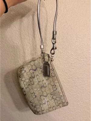 Vintage Sparkly Silver/Gray and White Coach Wristlet thumbnail 3