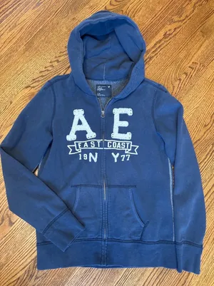 American Eagle Vintage Y2K Zip Hoodie Sweatshirt Medium Spell Out thumbnail 1
