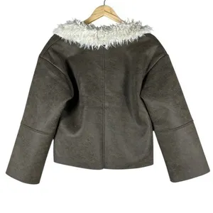 Raga Faux Shearling Jacket Womens M‎ Brown White Boho Shaggy Retro Hippie 70s thumbnail 6