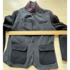 Ted Baker‎ London Blue Wool Sleeve Textured Coat Jacket Removable Collar Size 6 thumbnail 3
