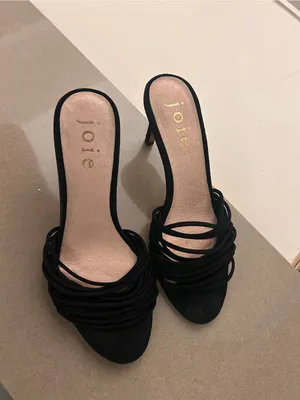 Joie Black Strappy Suede Mid-Heel Sandals 5.5 thumbnail 2