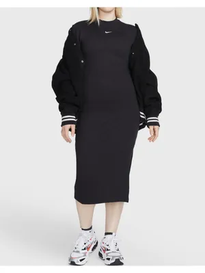 Nike Sportswear Essential Tight Crewneck Midi Dress NWT Black Small thumbnail 2