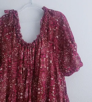Free People Fuchsia Combo Babydoll Mini Abstract Dress thumbnail 3