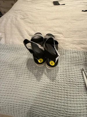 Franco Sarto Tiana 2 Black & White Snake Leather Wedge Sandals Size 6 thumbnail 3