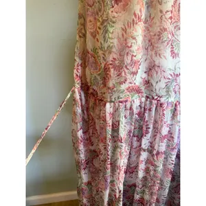 MISA Floral Halter Maxi Dress Pink Green XS/S Boho Chiffon flowy romantic whimsi thumbnail 9