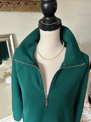 Abercrombie YPB NeoKNIT softstream quarter zip Emerald green S oversized thumbnail 2