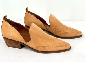 Lucky Brand Mahzam Camel Tan Leather Cutout Pointed Toe Stacked Heel Booties 9M thumbnail 1