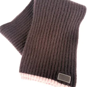 Coach Brown and Pink Cashmere Ribbed Scarf thumbnail 1
