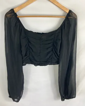 Altard State Black Long Sleeve Crop Top Size Medium thumbnail 1