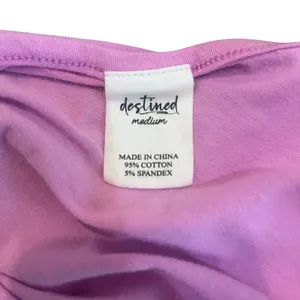 Destined Short Sleeve Casual Summer Crew Neck Strappy Cropped Top Pink Medium thumbnail 4