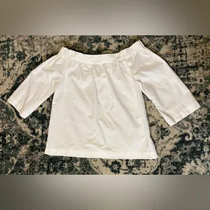 Madewell Off the‎ Shoulder Top 3/4 Sleeve 100% Cotton XXS Minimalist Classic EUC thumbnail 3