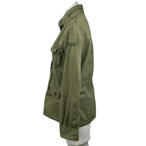 Abercrombie & Fitch Women's Green Long Sleeve Full Zip Utility Coat Jacket Sz M thumbnail 2