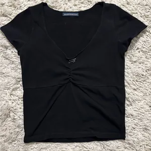 Brandy Melville Black Ruched Short Sleeve Tee One Size thumbnail 1