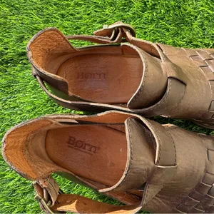 Born Viveka brown leather woven ankle booties Size 10M thumbnail 3