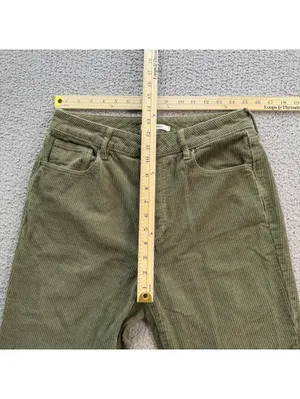 Pacsun Olive Green Corduroy Mom Jeans Womens 29 High Rise Tapered Y2K Indie thumbnail 3