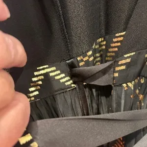 LuLaRoe‎ Black Gold Metallic Geometric Pleated Maxi Dress Small Long Sleeve Wrap thumbnail 8