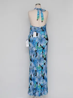 Dress the Population - Kathleen Floral Ruffle Halter Gown‎ thumbnail 3