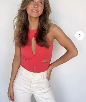 Vestique NWT Coral Cutout Sleeveless Bodysuit thumbnail 1