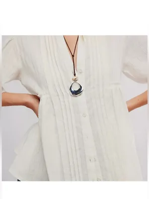 Free People We the Free Willow Button Down Ivory NWT size Small Light Boxy Airy thumbnail 4