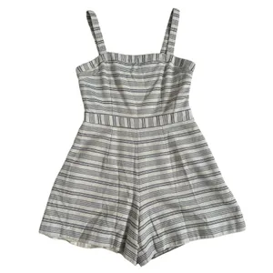 Anthropologie Paper Crown Womens S Romper Lined Shorts Zipper Jumper Cream Navy thumbnail 1