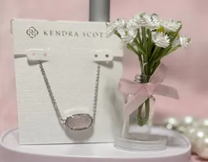 Kendra Scott Elisa Rose Quartz Necklace Silver thumbnail 1