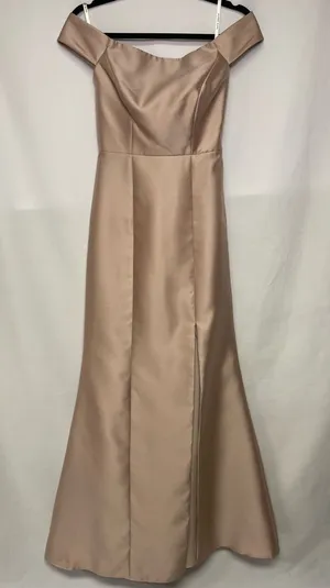 ALFRED SUNG Off-Shoulder Prom Dress in Tan - Size 0 thumbnail 1