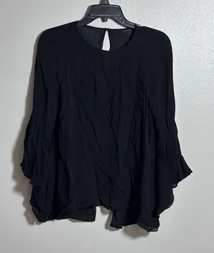 Zara Women‎ Black 3/4 Sleeve Sheer Blouse Top size M. thumbnail 1