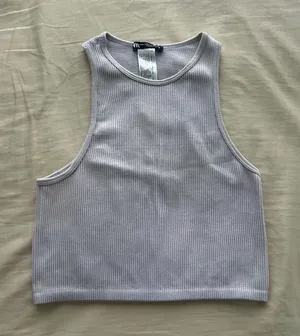 ZARA Lavender Ribbed Crop Tank Top thumbnail 1