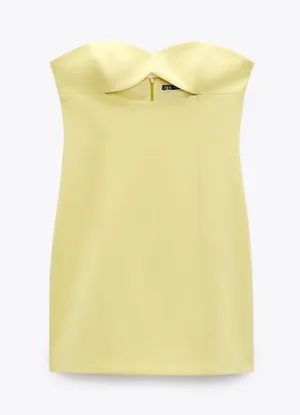 ZARA Bodycon Strapless Mini Lemon Party Coctail Shower Bridal 🍋Dress thumbnail 24