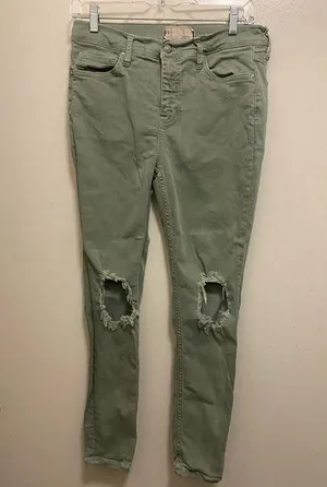 Free People Womens Jeans Size 29 30” Sage Green 61855-16515125 Distressed 30x26 thumbnail 1