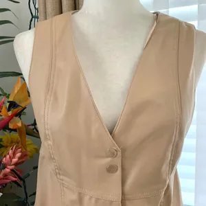 Zara FAUX LEATHER MINI PINAFORE DRESS in Beige thumbnail 6