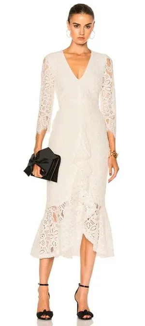 ALEXIS Nadege Lace Midi Mermaid Dress Off White Bridal Women Elegant size small thumbnail 1