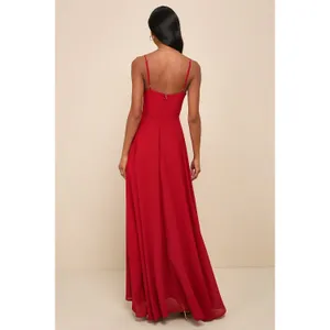 NWT Lulus Cause for Commotion Red Pleated Bustier Maxi Dress Gala Banquet Size S thumbnail 3