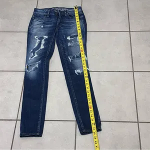 American Eagle Women Denim Blue Destroy Jeans jeggings size‎ 00 thumbnail 6